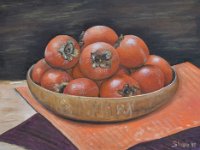 Cestino di cachi  Olio su cartone telato - 30 x 40